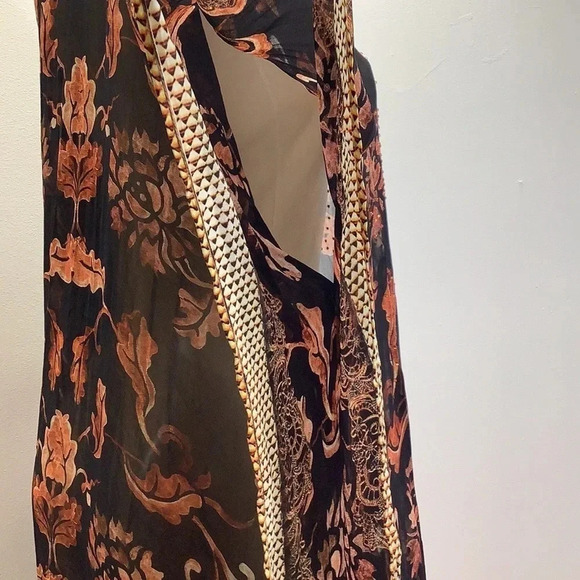 V-Neck Crystal Embellished Sheer Boho Kaftan Dress One Size Fits Most New - Picture 8 of 9